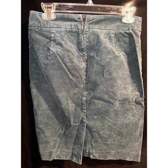 J Crew Teal Velvet Corduroy Pencil Jean Skirt Size 2 - Picture 1 of 13